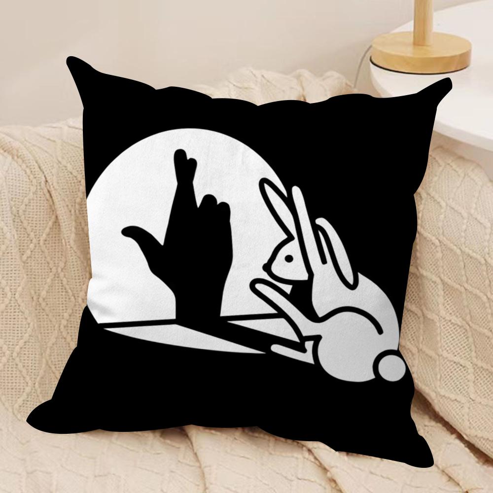

Funny Rabbit hand shadow Cushion Cover Soft Plush Fabric DoubleSided Printed Cushion Covers for All Seasons Modern Home Decor 30x30cm