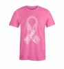 S4E Men's White Ribbon T-Shirt Breast Cancer Survivor Fighter Shirts