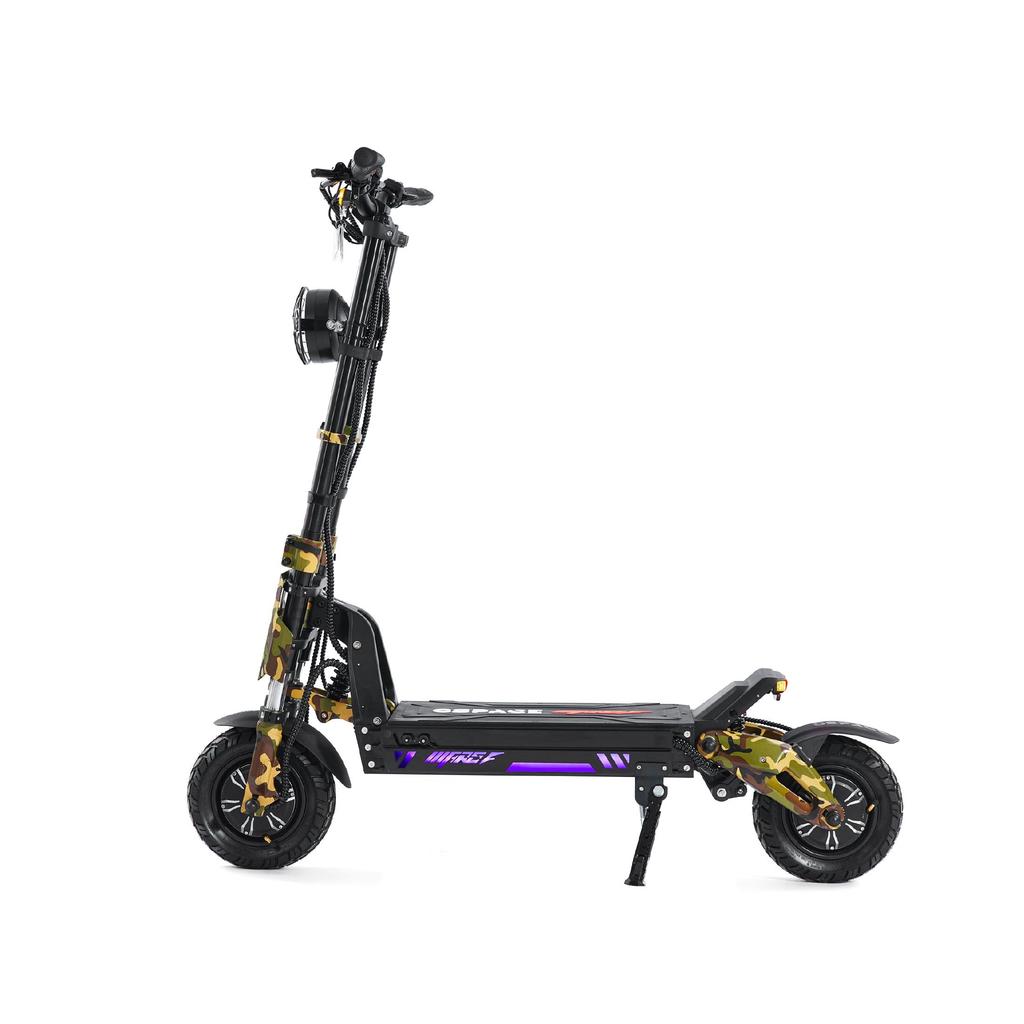 GSPACE Mars 11 GTR Skládací terénní EScooter pro dospělé 2000W*2 Motor 72V45Ah Baterie 11palcové terénní pneumatiky Elektrická koloběžka