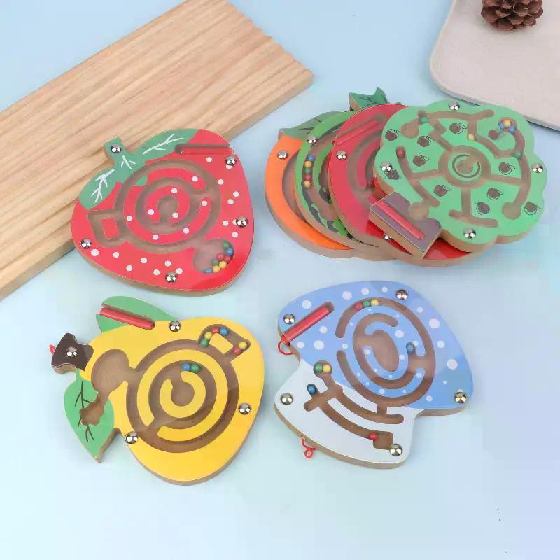 Magnetic Pen Maze Toy With Magnetic Beads, Wooden, Educational Early Childhood Toy, Kindergarten Gift Toy
