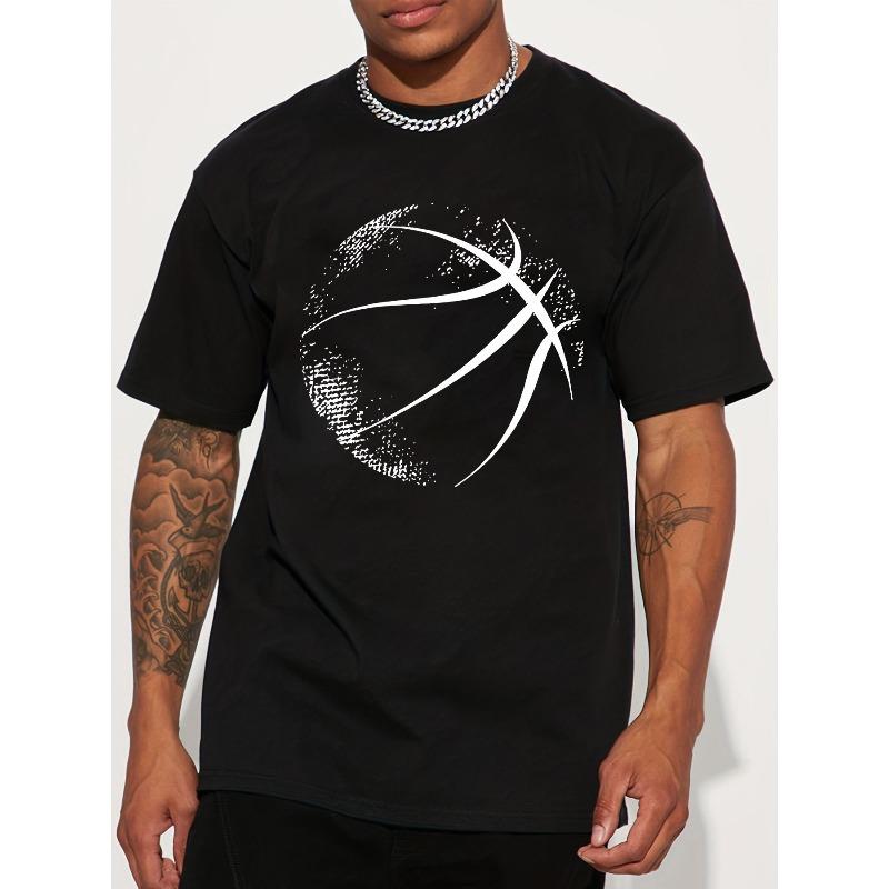 

European sizes Men s T-Shirt with a Basketball Pattern, Graffiti Letters, Perfect for Couples in High Street Fashion S чёрный