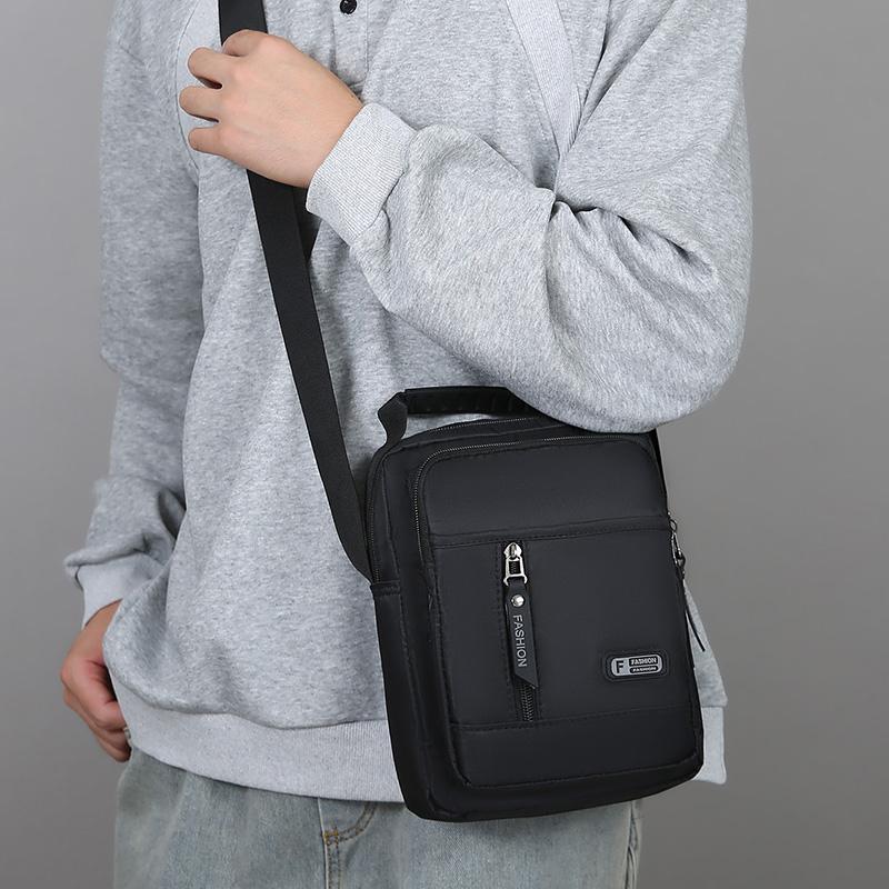 Men's Multifunctional Shoulder Bag Water-Resistant Briefcase Durable Oxford Cloth Business Tote with Multiple Compartments