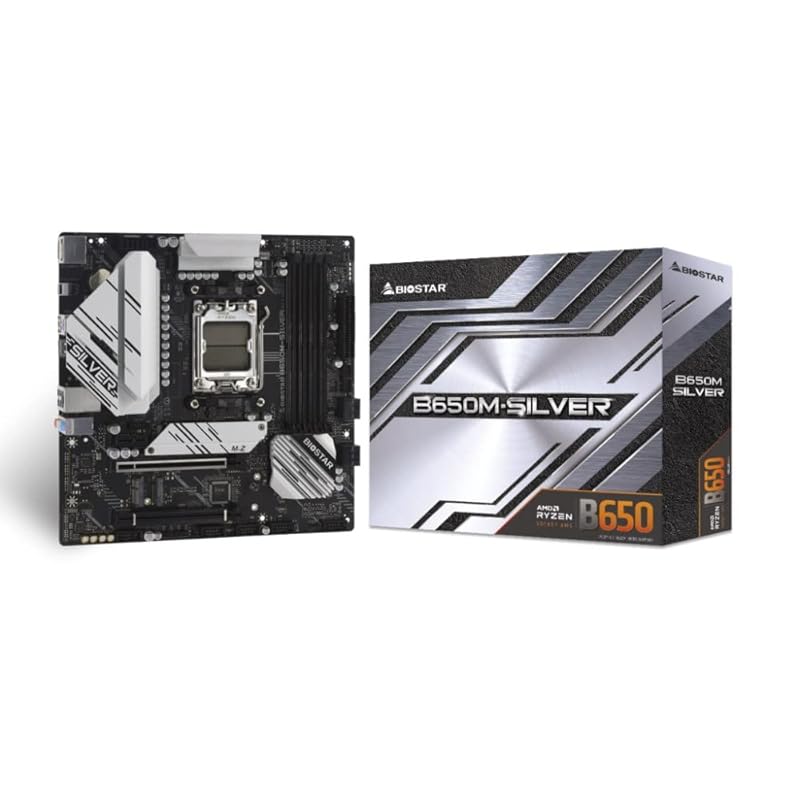 

BIOSTAR Equipped with B650 chipset 10+2+2 phase 90A Dr.MOS powerful VRM MicroATX motherboard with distinctive silver heatsink [ B650M-SILVER ]