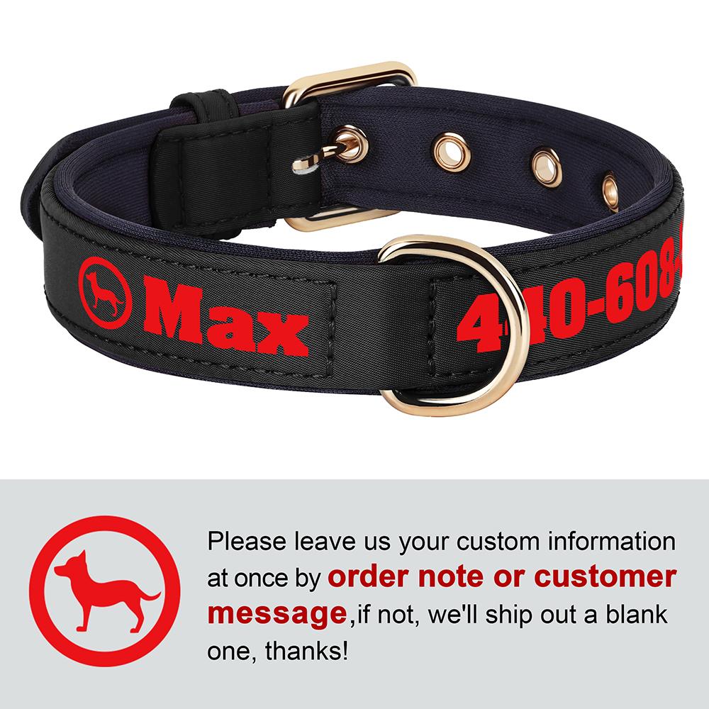 

Personalized Dog Collar Breathable Nylon Puppy Dog Collars Soft Padded Pet Necklace Print Name Paw Durable For Small Medium Dogs S