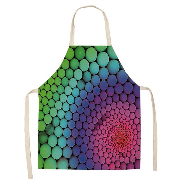 1Pcs Kitchen Apron Rainbow Colorful Geometric Printed Sleeveless Cotton Linen Aprons for Men Women Home Cleaning Tools 55*68cm