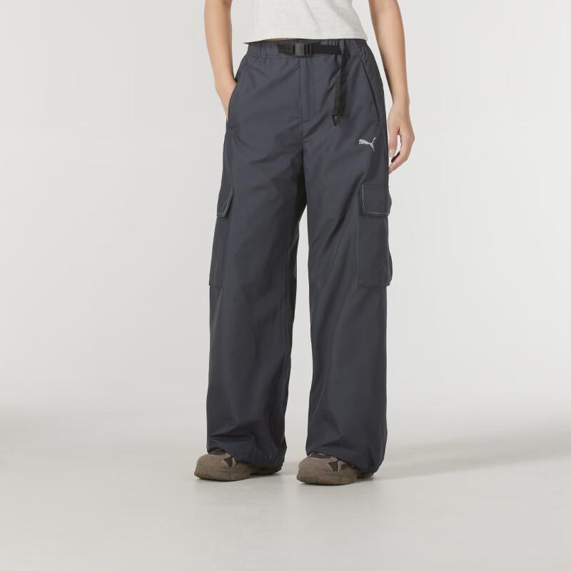 Puma Lace-Up Breathable Solid Color Loose Multi-Pocket Cargo Pants Women pants Gray 629735-69