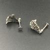 Skull Devil Hand Lip Piercing Zircon Skeleton Labret for Women Men Palm Stud Earrings Christmas Gift Hot Unique Punk Metal 1pc
