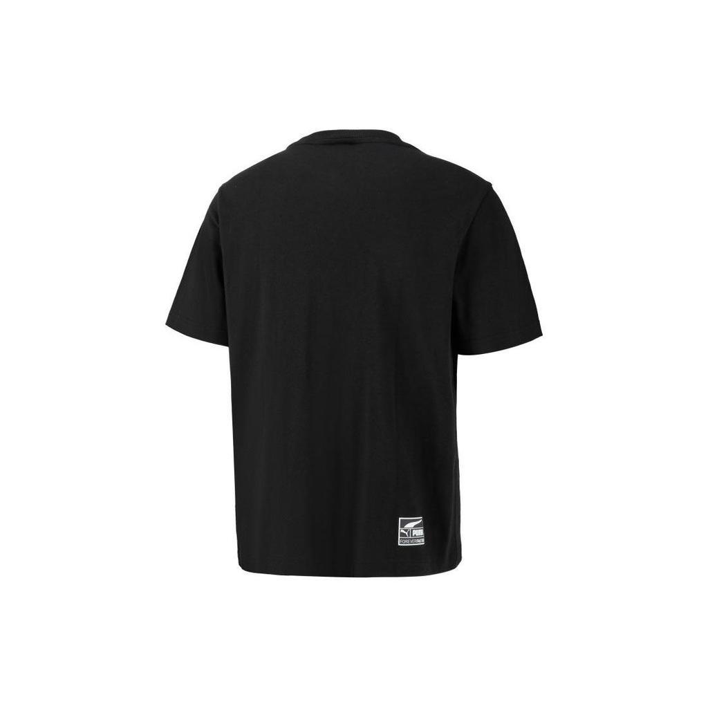 Puma Letter Logo Print Crew Neck Short Sleeve T-Shirt Unisex Tops Black 623251-01