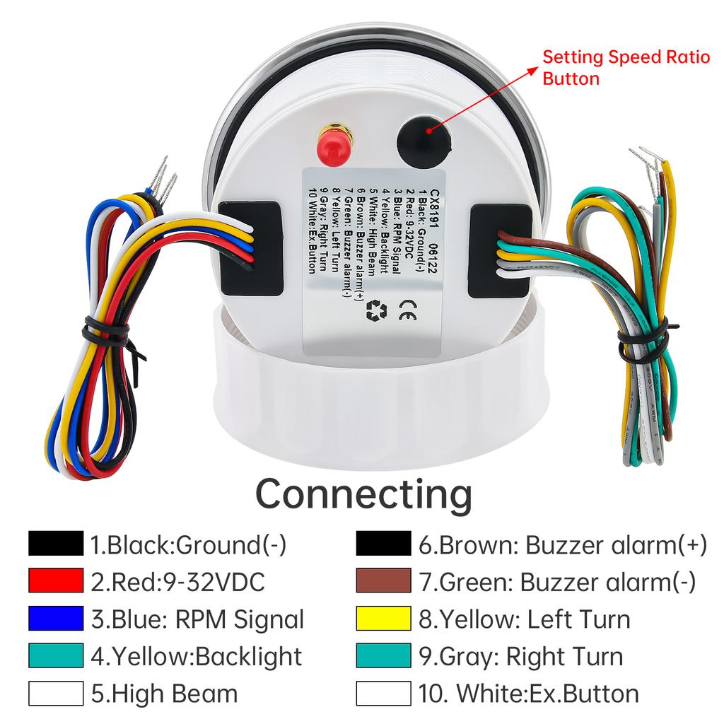 2 In 1 Multifunction Gauge IP67 Waterproof Speedometer With Tachometer Red Backlight for 12V 24V Universal Car Boat Speed Meter
