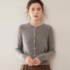 Women's Slim Fit Cashmere Cardigan - Round Neck, Lightweight, Loose Knit Sweater in Solid Color.