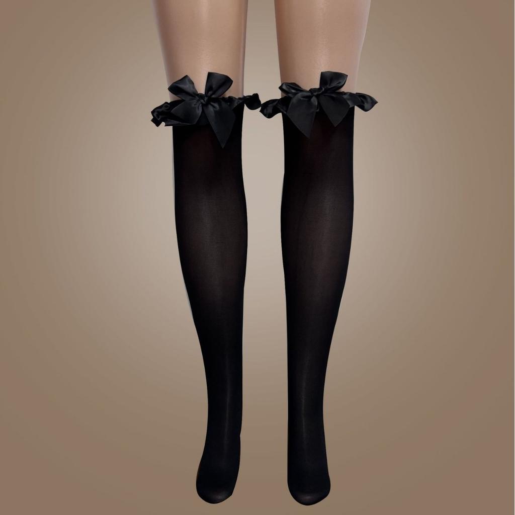 Clearance lingerie with perspective long tube over knee bow stockings 4517