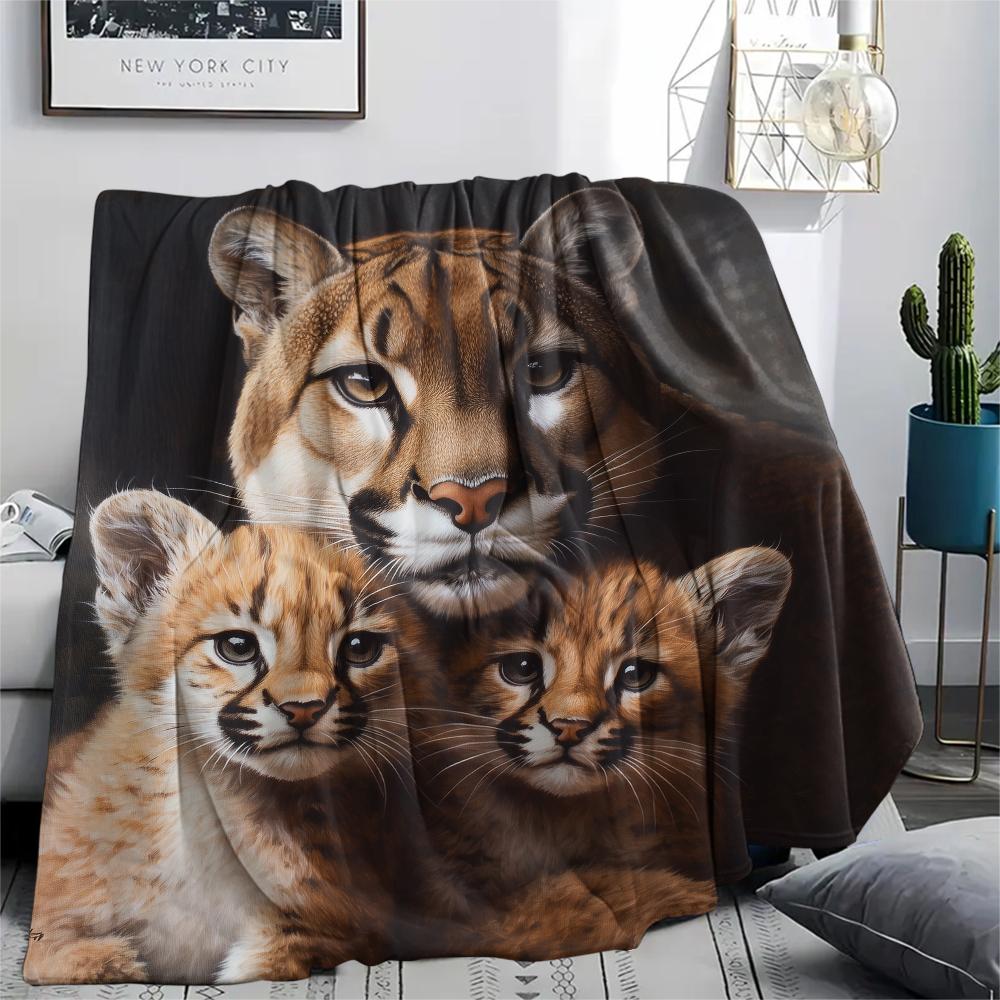 

Dark Cougar,pattern Flannel Blanket, High quality Comfortable for All Seasons, Home Decor, Warmth and Comfort, Perfect for Gifts. 80cm x 120cm