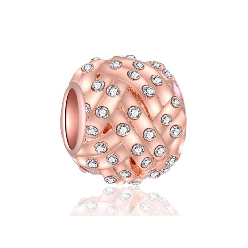 Luxury Rose Gold Plated Crystal Flower Animal Love Heart Charms Beads Fit Original Bracelet DIY Pendants for Jewelry Making