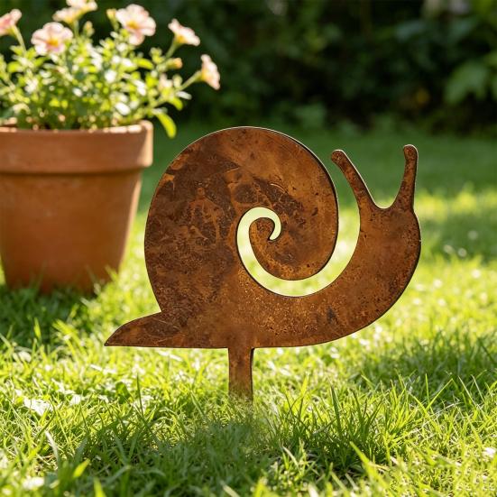 Schnecken-Ornamente Gartenstecker-Silhouetten Erdspieß Wetterbeständiges Eisen Retro Verwitterte Textur Figuren für Hof und Terrasse