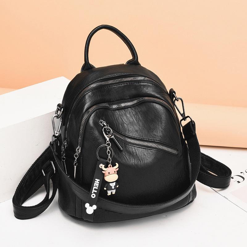 Soft Leather Backpack Travel Small Backpack Dual-purpose Large-capacity Schoolbag Single Shoulder Middle-aged Women Handbag Bags