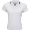 Li Ning Tennis Series Sports Casual Simple Solid Color V-Neck Comfortable Short Sleeve Polo Shirt Women Polo Shirts Standard-White APLUA42-1