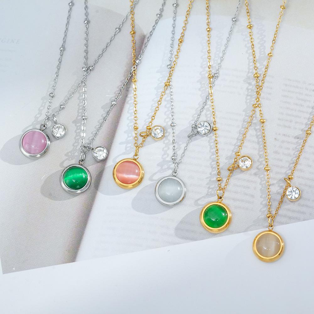 Cat Eye Rhinestone Clavicle Necklace: Full Titanium Steel, Luxury Summer Design for Women’s High-End Style