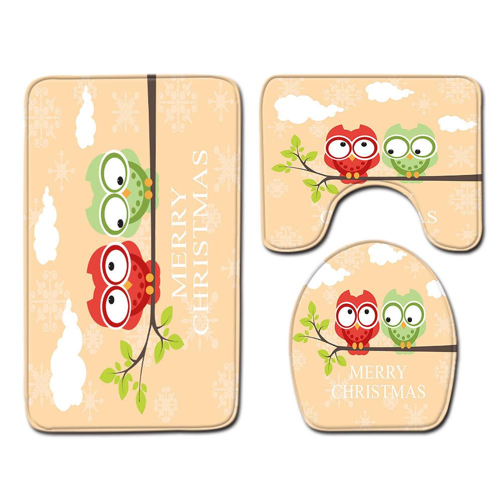 

Christmas Bathroom Floor Mat Toilet Three-Piece Set 45cmx75cm