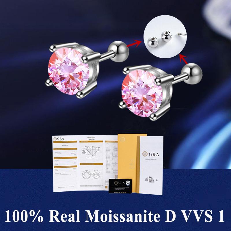 D VVS1 Moissanite Stud Earrings For Women Pass Diamond Tester Pen S925 Platinum Plating Moissanita With 2 GRA Certificates