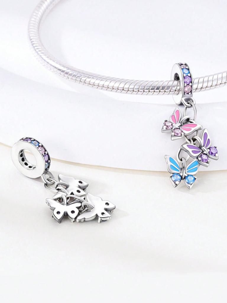 Charms Plata Colorful Butterfly Sunflower Beads Copper Plated Fit Copperoriginal Bracelet For Jewelry Making Diy Charm