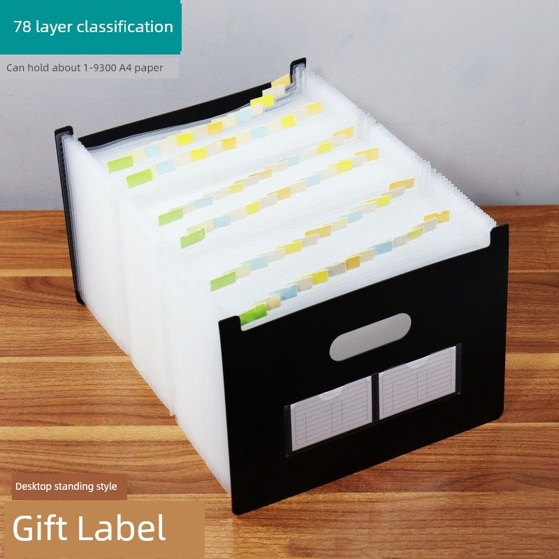 A4 Folder Large Capacity Desktop Storage File Handbag Multi-Layer Classification Materials Expanding File Multi-Functional Office Supplies