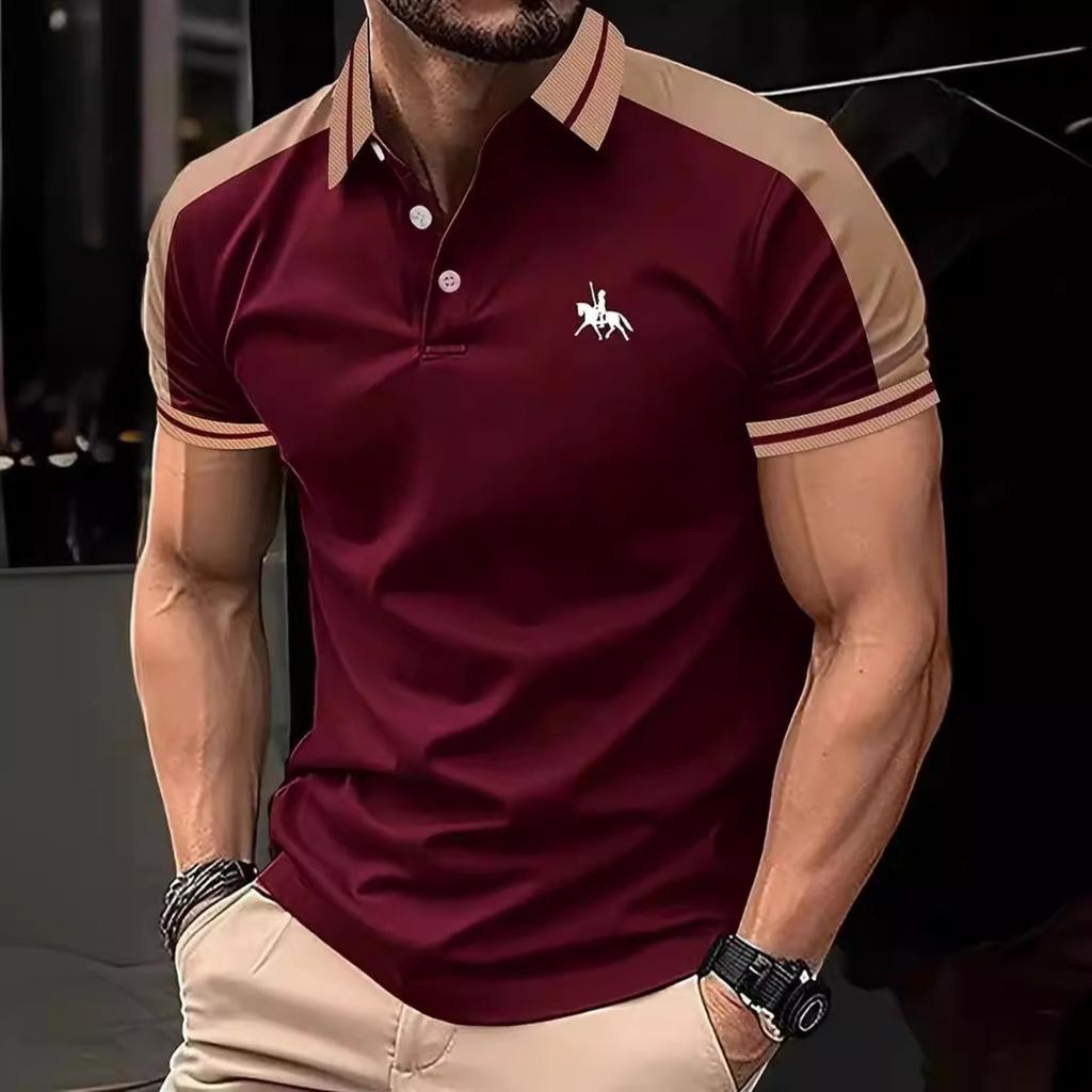 Summer new men's T-shirt tops daily casual printing lapel short-sleeved polo shirt
