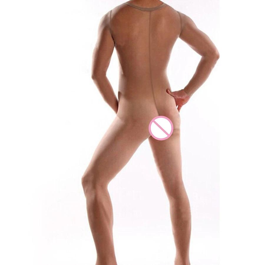 Herren Sexy Dessous Transparentes Netz Ganzkörperstrumpf Dehnbar Transparente Strumpfhose Strumpfhose Offener Penis Overall Vollbody Clubwear