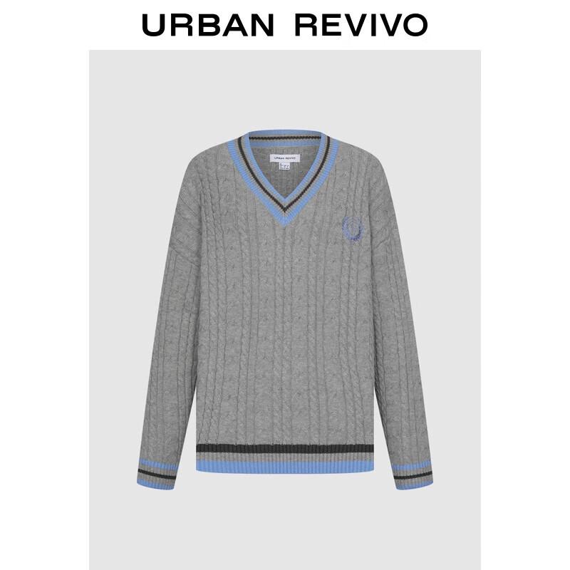 

Женский свитер UR в стиле преппи с V-образным вырезом и кабельной вязкой S