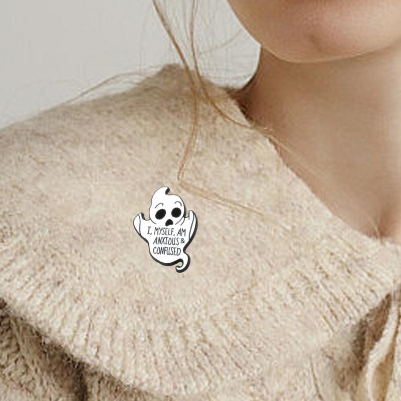 10Pcs Halloween Ghostly Brooch Lapel Pin Decorative Metal Brooch Pin For Halloween Costume Jackets Bag Decoration
