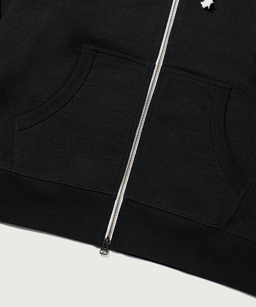 Champion Heritage Logo Loose Fit Zip-Up Hoodie Black