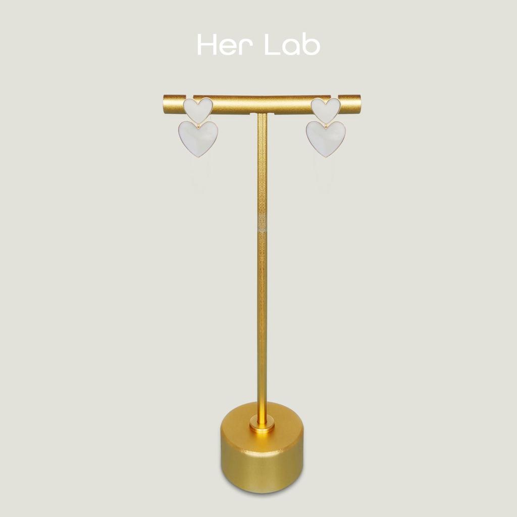 Her Lab | Handmade Colorful Metal Heart Stud Earrings Cute Women's Stud Earrings Korean Style Lightweight Hypoallergenic