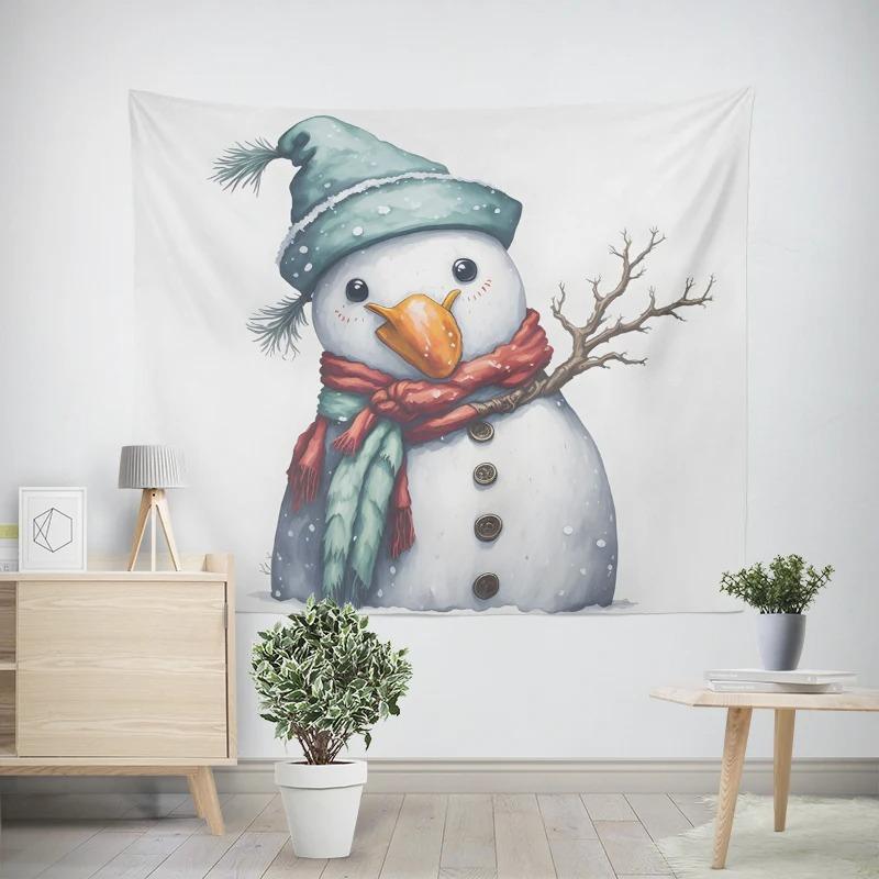 Christmas New Year Snowman Pattern Tapestry Living Room Sofa Car Interior Decorative Tapestry