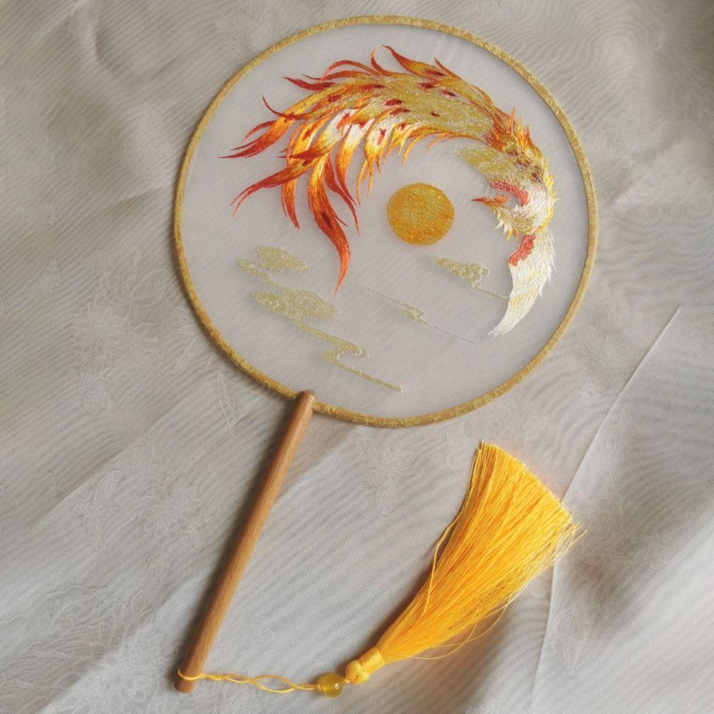 with Tassels Chinese Style Fan Chinese Style Silk Fan Dance Fan Embroidery Fan  Photography Prop