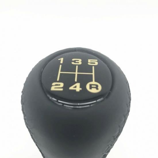 Black Leather 5-Speed Manual Aluminum Transmission Shifter Knob Car Accessories