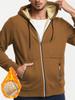 Autumn New Men's Casual Fleece Lined Hooded Zipper Sweatshirt Jacket Solid Color Warm Sportswear Male Fashion Outerwear