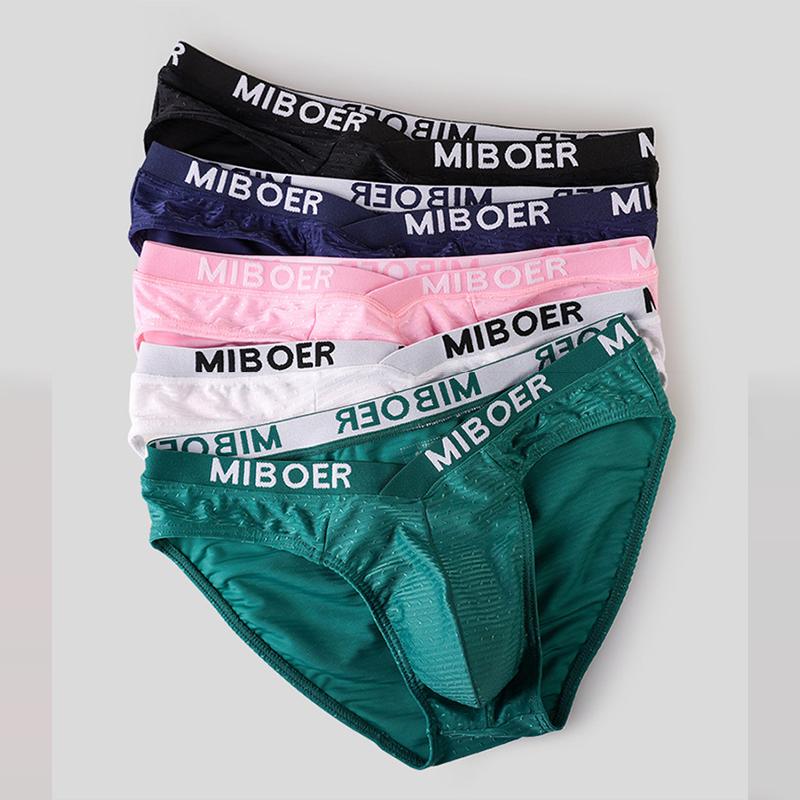 2Pcs/Lot Men's Sexy Low Rise Briefs Solid Color Breathable Big V Waist Briefs U-Pouch Slim Fit Briefs