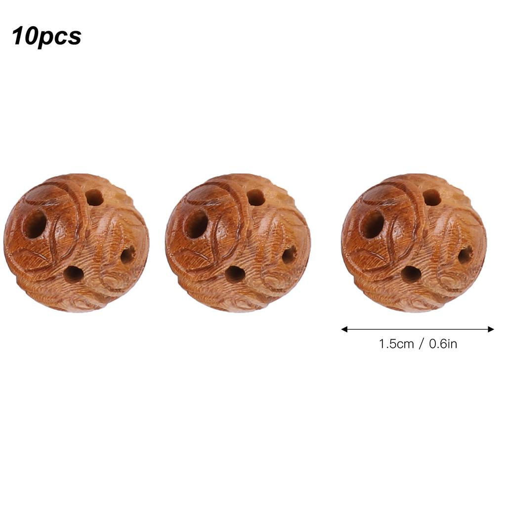 10Pcs Peach Wood Beads Carving for   Bracelet Necklace Crafts Pendants Accessories