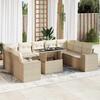 Exclusive House - Garden Lounge Set with Cushions 10 Pcs Beige Braided Resin