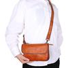 SCHÖNE AUSWAHL Herren Echtleder Sacoche Mini-Umhängetasche, Smartphone-Umhängetasche, Schlank, Kompakt, Schlicht, 2-Wege, 3-Wege (ORANGE, REGULÄR)