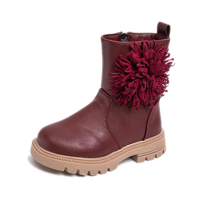 

Новые ботинки для девочек 2024 года, цветы, милые детские, универсальные, боковая молния, нескользящие, однотонные, дропшиппинг, детская мода, туфли принцессы 26