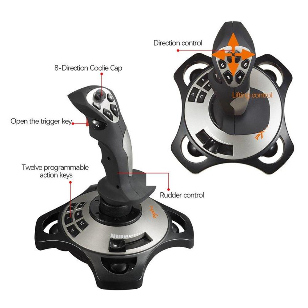 Pc/desktop Pxn-2113 Flight Simulator Gamepad Controller Joystick 12 Programmable Buttons With Suction Cups