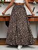 Elegant Leopard Print High-Waisted Skirt Women's Holiday Casual Long Dress