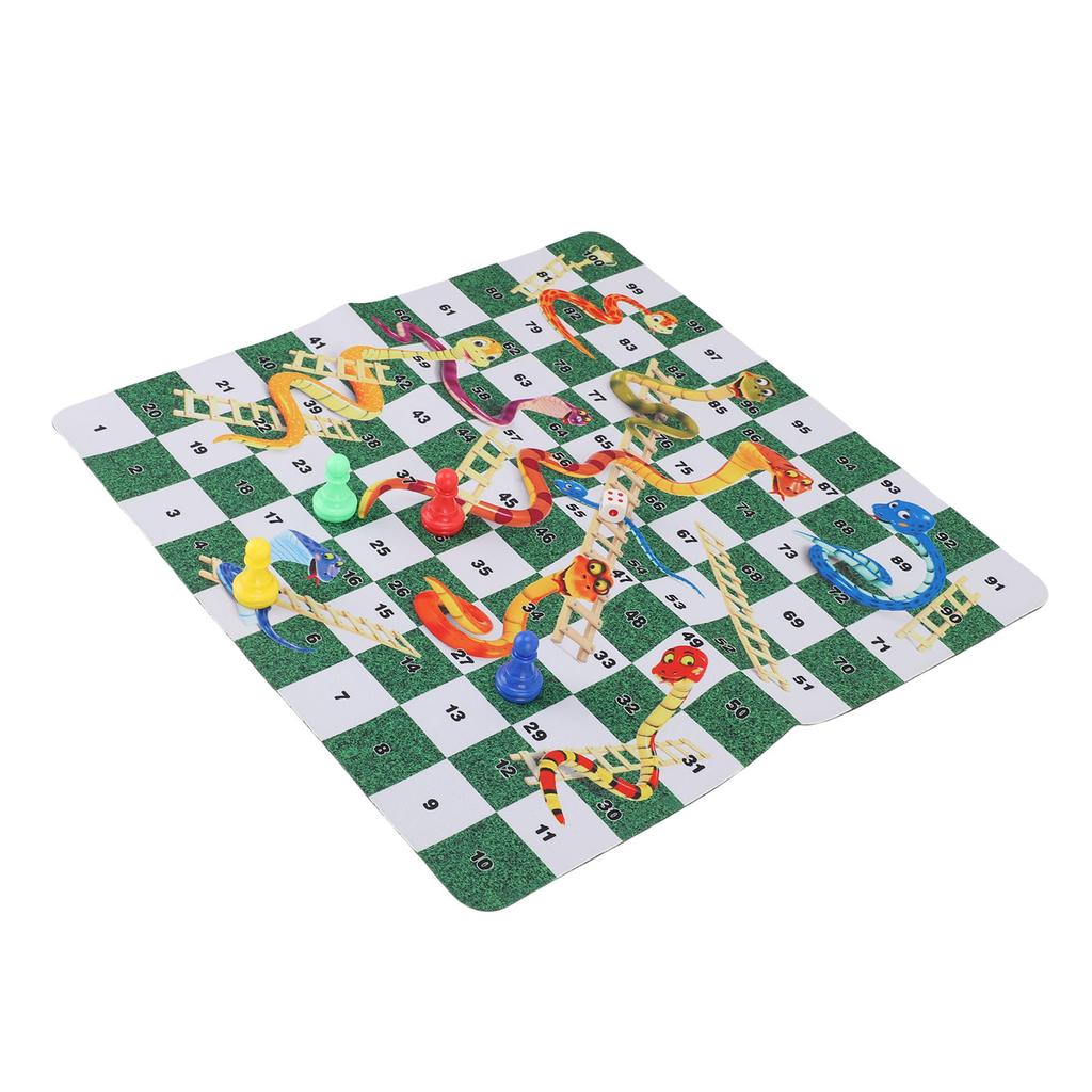 Snakes and Ladders Board Game Set 35cm Rubber Portable Board Game Set for Home Travel Picnic