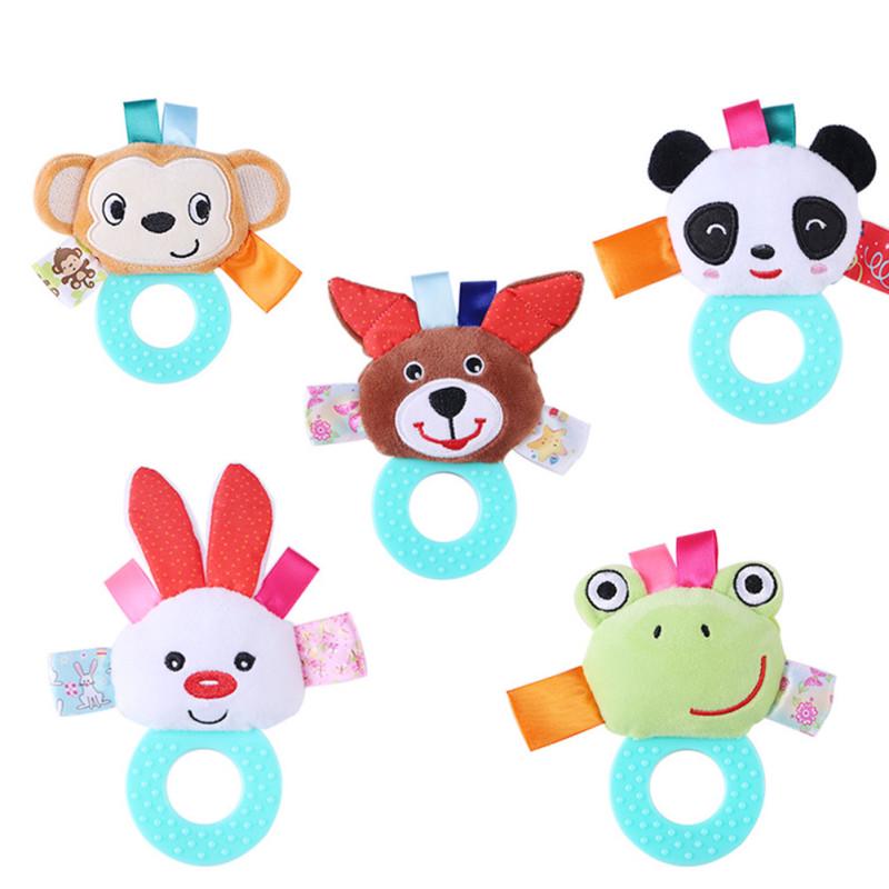 Buy Animal Hand Bells Teether Rattle Doll Plush Baby Rattles Toys