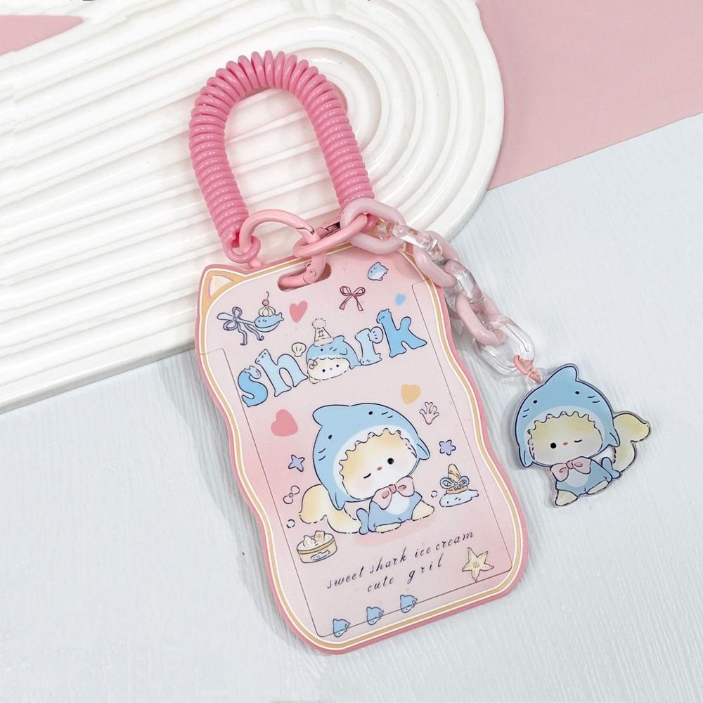 Cartoon Cat Ear Card Holder Acrylic Kpop Idol Photocard Holder Keychain Photo Sleeves Student Bank Bus ID Card Case Sleeve