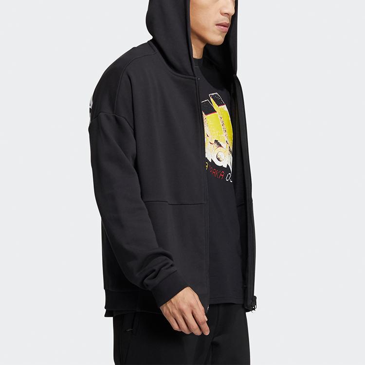 Adidas Sports Zip-Up Hoodie Jacket Men Tops Black HD0079