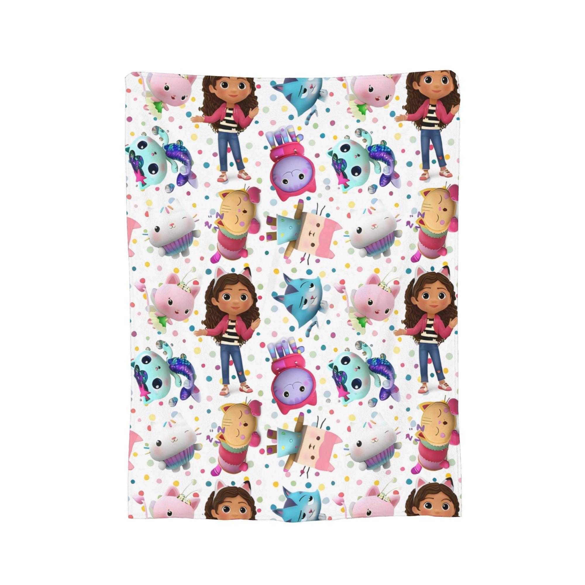 

Cartoon Cute Gabby Dollhouse Blanket Fleece Spring Autumn Portable Lightweight Throw Blankets for Home Couch Bedspreads 30x40in