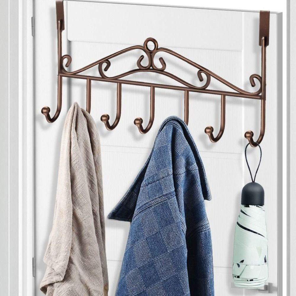 Punch-free Over the Door Hanger 7 Hooks Key Holder Coat Rack  Bedroom Hat Purse Robe
