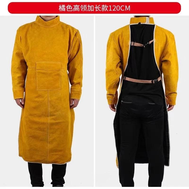 Leather Suede Electric Welding Protective Suit Anti-fire Scald Proof Flame Retardant Heat Insulation Clothing Work Apron