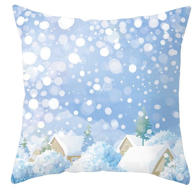New Blue Snowflake Pillow Cover Winter Christmas Snowman Cushion Cover